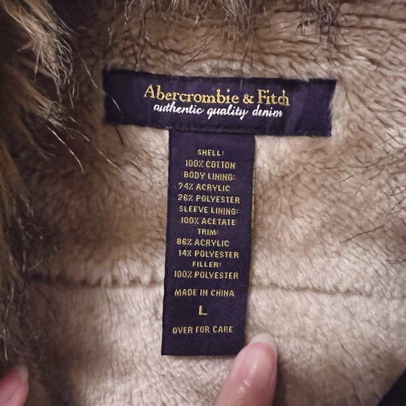 Vintage Abercrombie & Fitch A&F Denim Faux Fur Lined Jacket Y2K - Picture 3 of 8